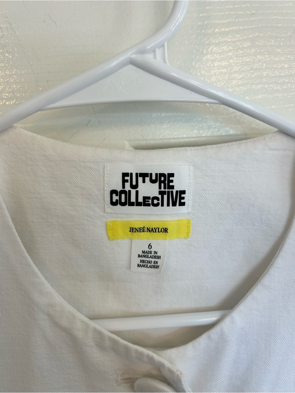 Future Collective Jeneé Naylor White Top with Yellow Tag - Picture 2 of 6